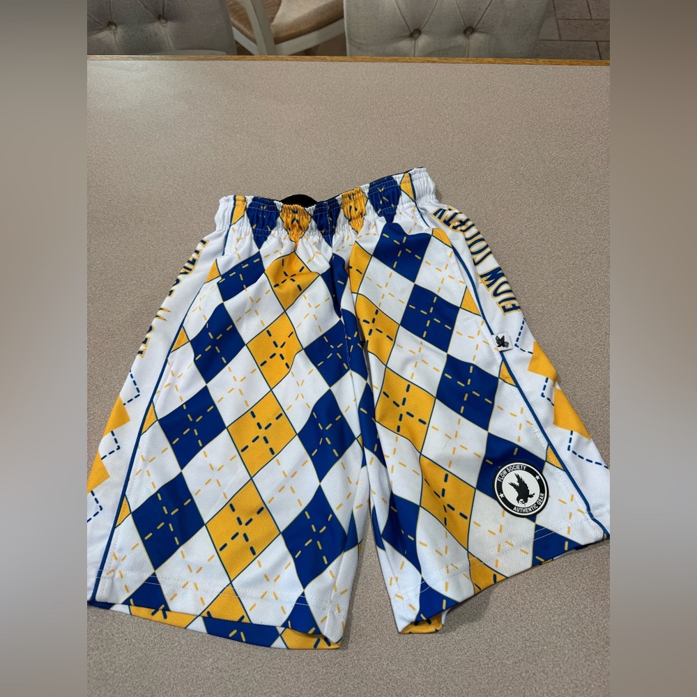 Society Blue and Yellow Argyle Shorts
